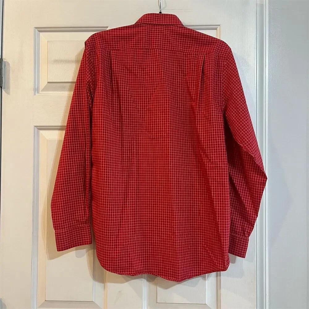 L.L. Bean Men's S Red Check Long Sleeve Button-Up Shirt Casual - Picture 6 of 6